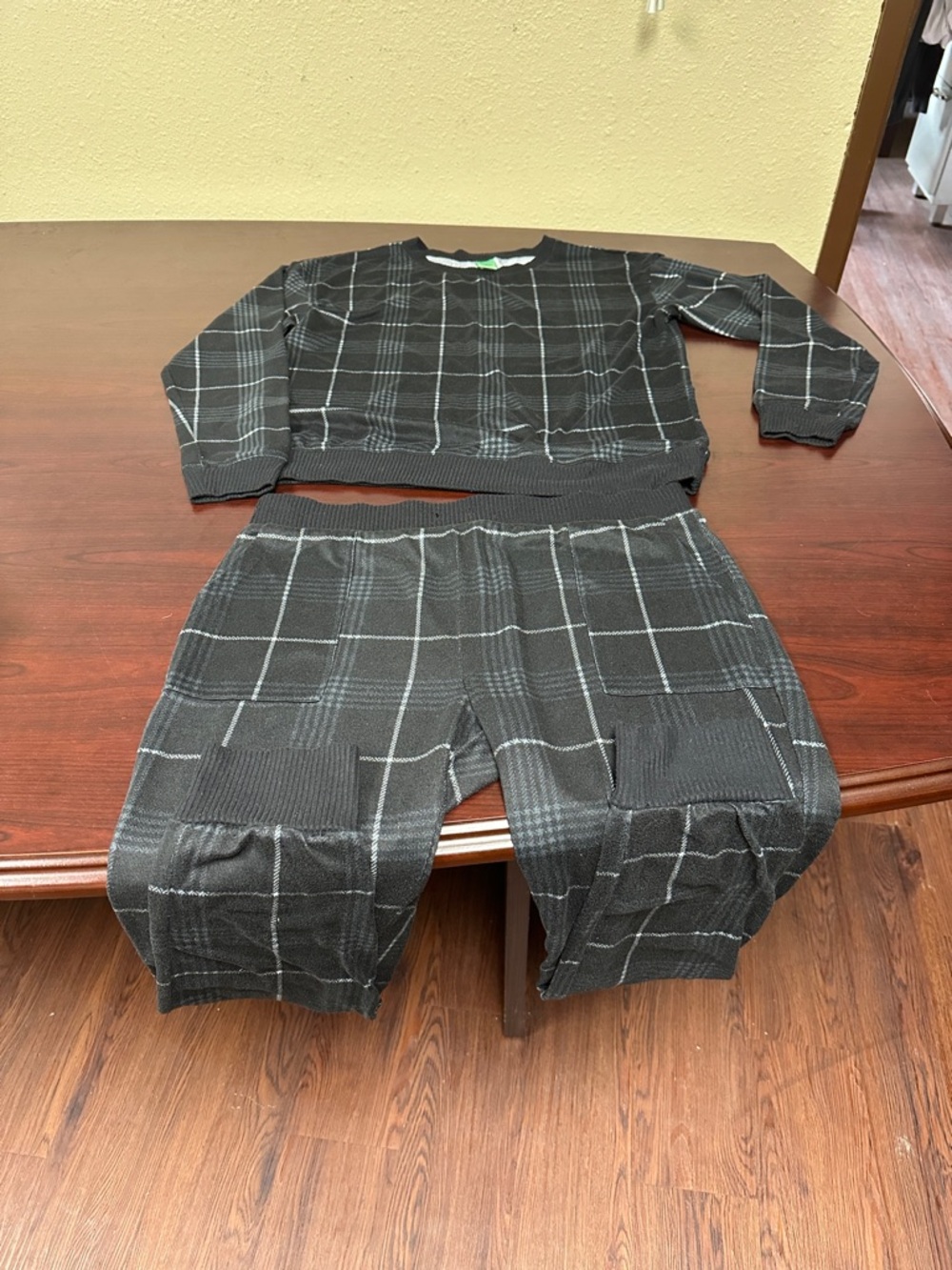 NWOT Black Plaid PJ Set